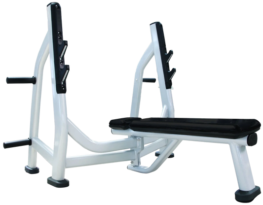 French Fitness FFS Silver Olympic Flat Bench w/Weight Horns (New) Image