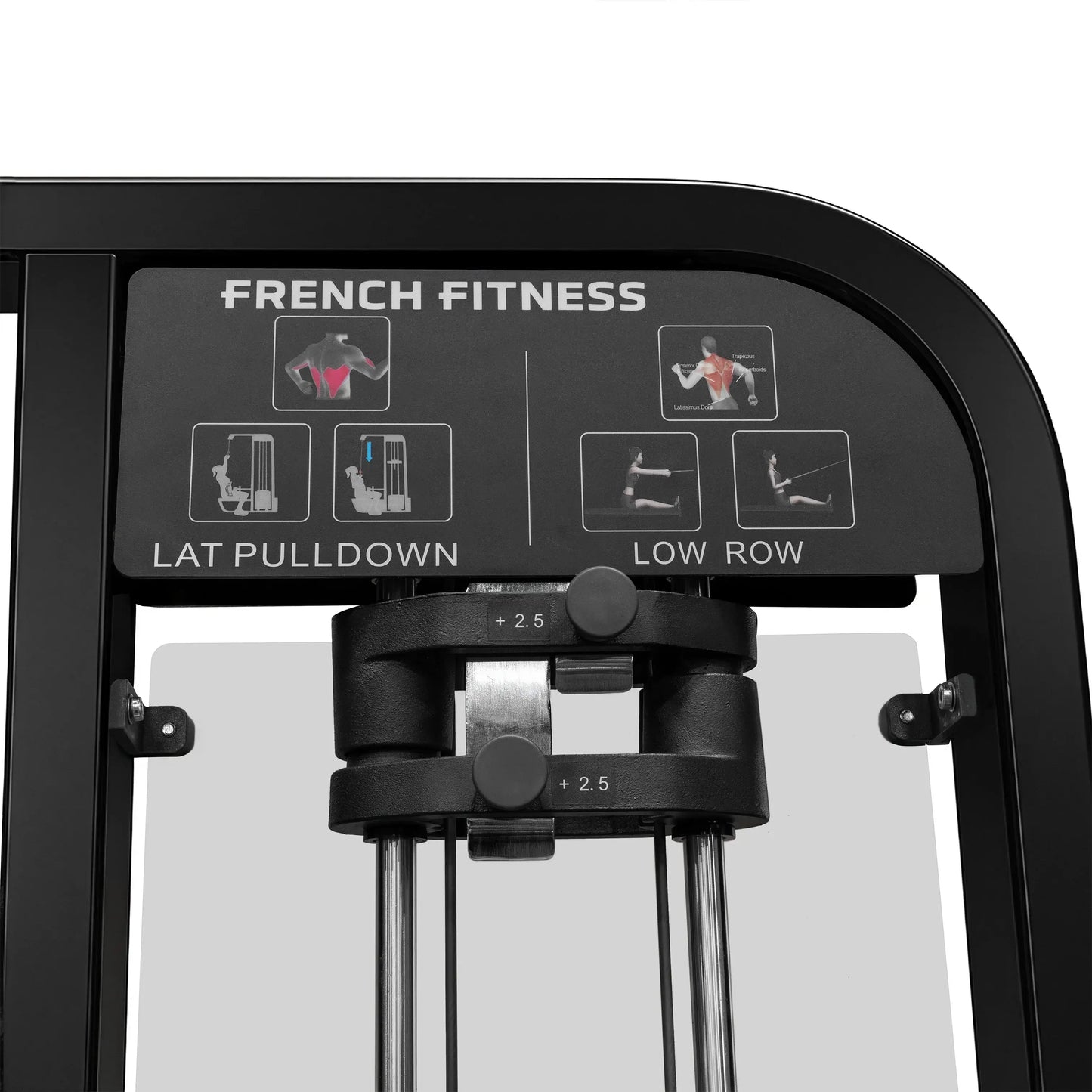 French Fitness Tahoe V2 Lat Pulldown / Low Row (New) - Close Up Decals