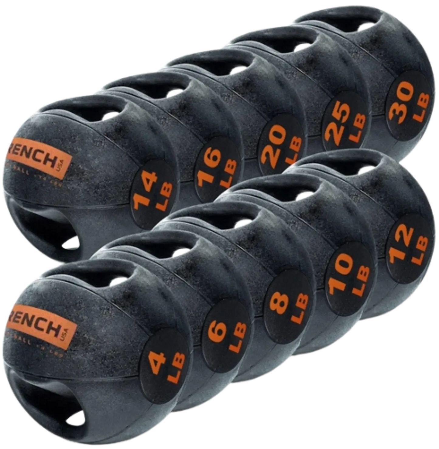 French Fitness Dual Grip Medicine Ball Set of 10 (4 to 30 lbs) (New) Image