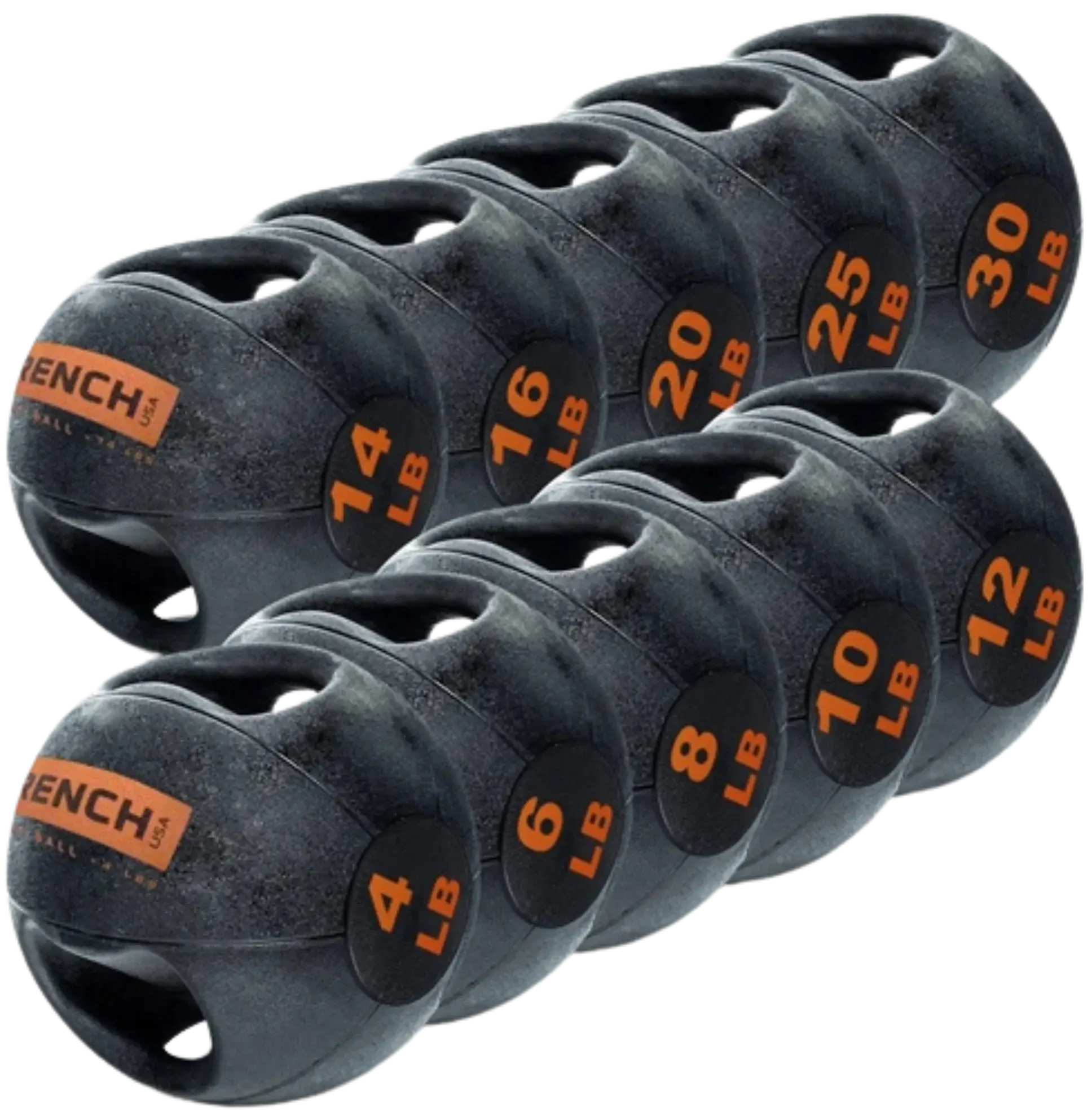 French Fitness Dual Grip Medicine Ball Set of 10 (4 to 30 lbs) (New) Image