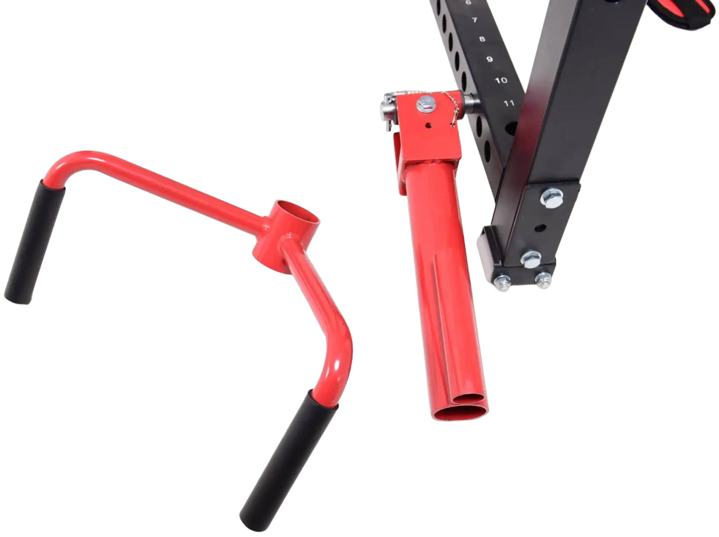 French Fitness Folding Cable Power Rack / Cage, Red/Black (New) Image 16