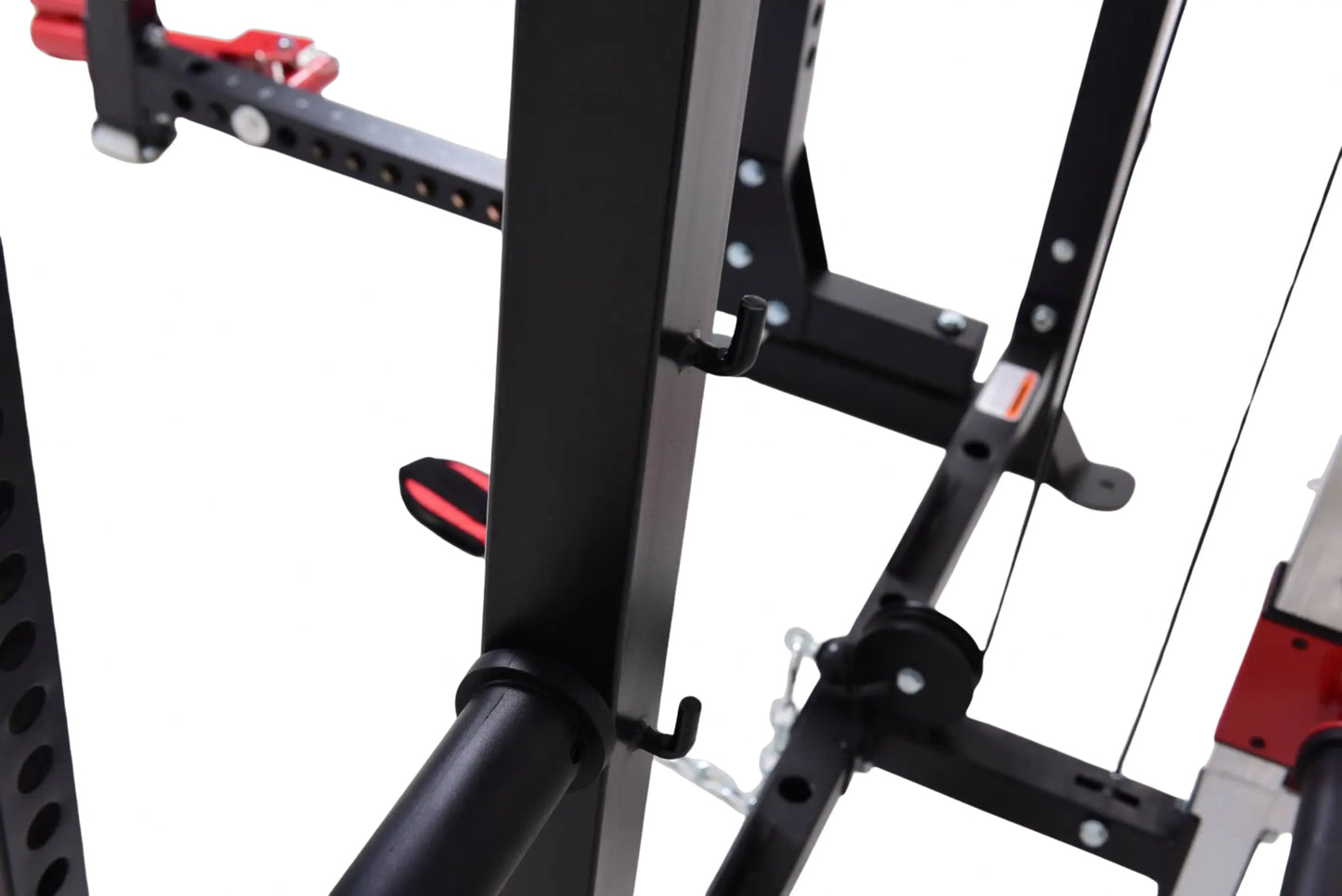 French Fitness Folding Cable Power Rack / Cage, Red/Black (New) Image 8