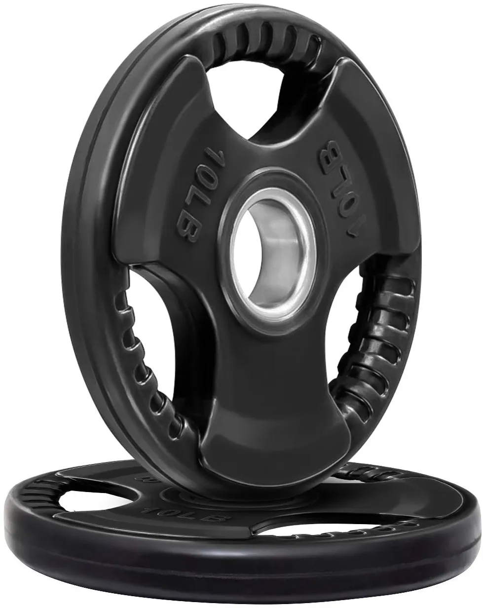 French Fitness Rubber Grip Olympic Weight Plate Set 120 lbs (New) Image 3