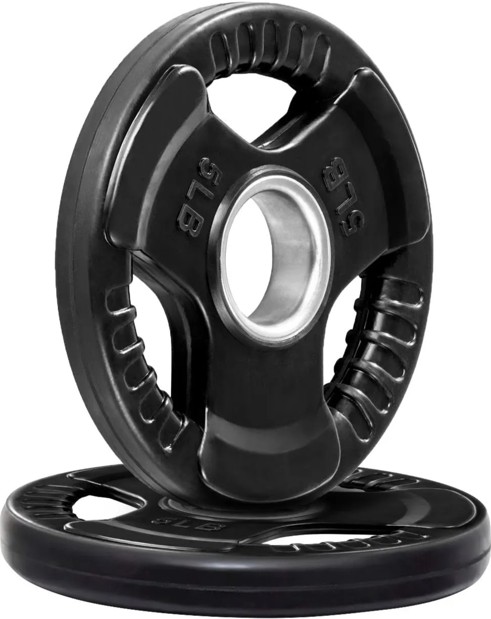 French Fitness Rubber Grip Olympic Weight Plate Set 120 lbs (New) Image 2