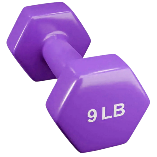 French Fitness Colorful Hex Vinyl Dumbbell 9 lbs - Single (New) Image