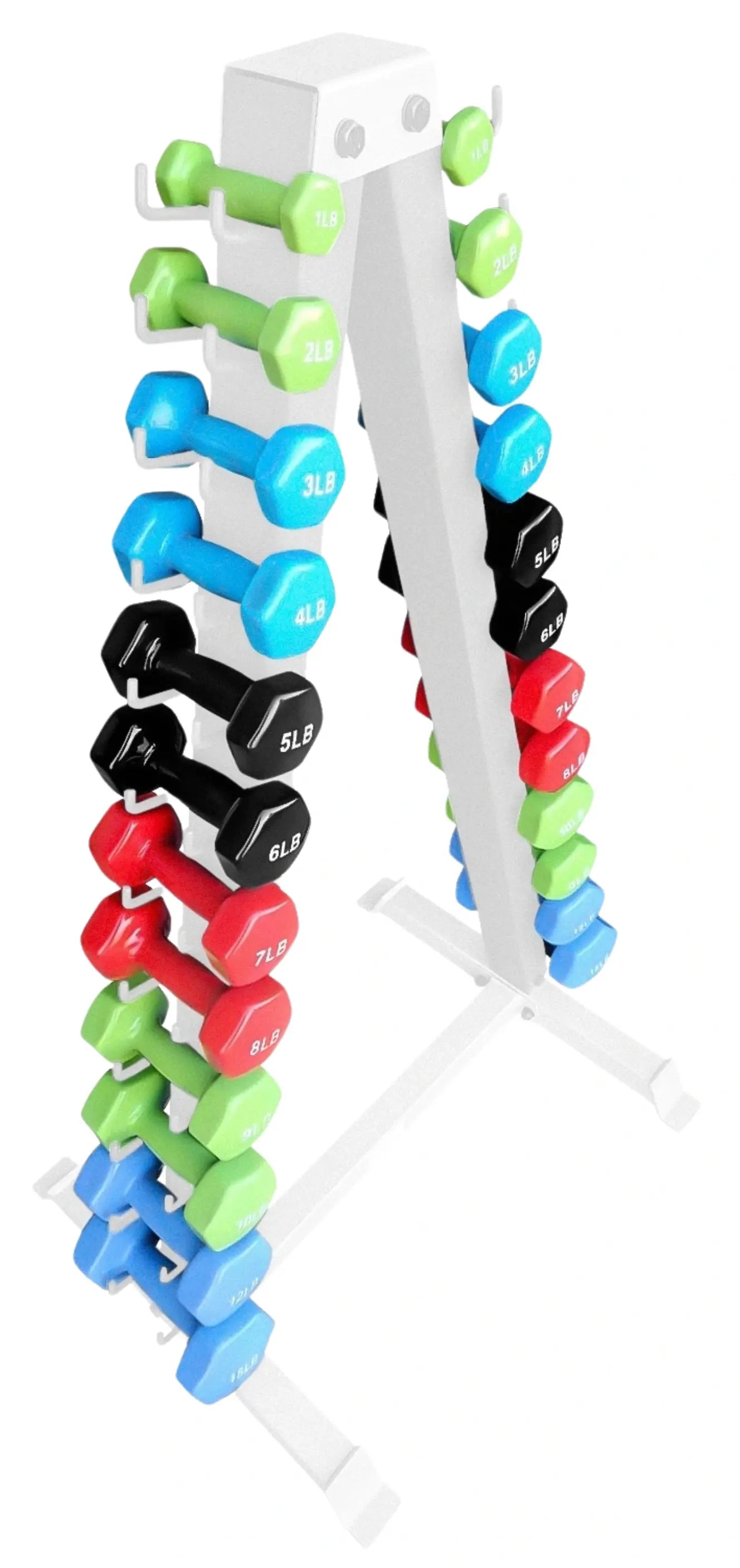 French Fitness Colorful Hex Vinyl Dumbbell Set of 1 to 15 lbs (New) Image 2