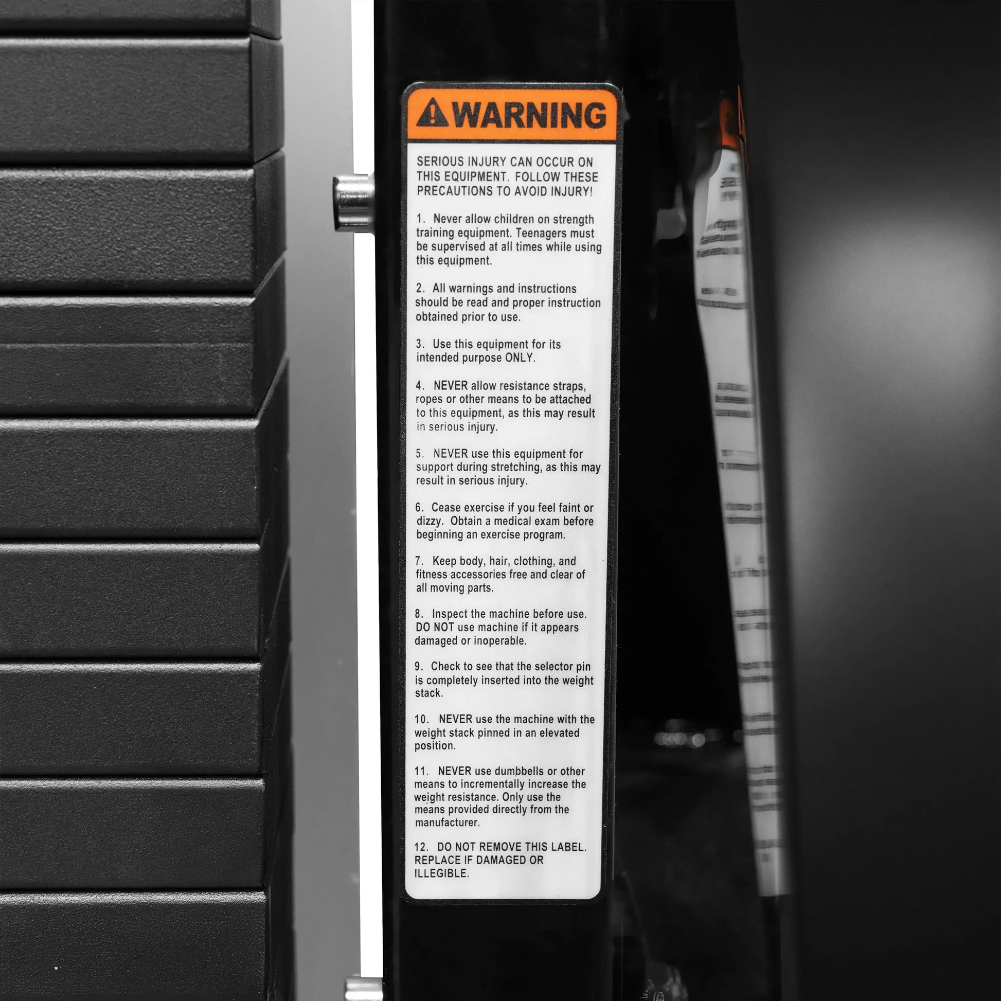 French Fitness Tahoe V2 Lat Pulldown / Low Row (New) - Close Up Warning Decals